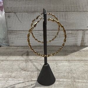 NWT Stainless Steel Gold Twisted Hoop Earrings